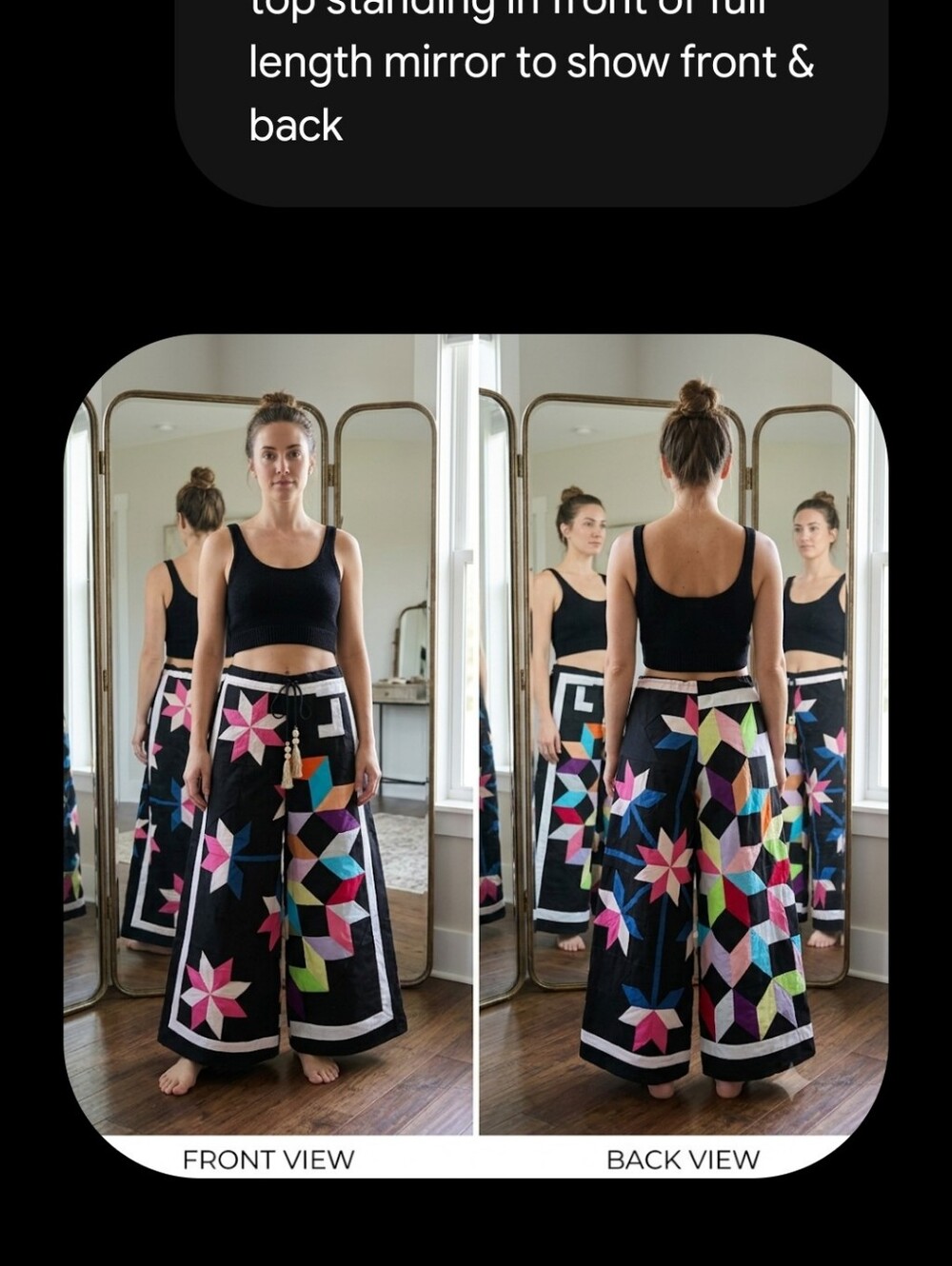 Upcycled Vtg Quilt-top Palazzo Pants M-L Handmade Dont Throw It Out